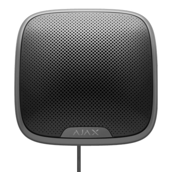 Ajax StreetSiren Fibra. Sirena cableada con marco LED y zumbador piezoeléctrico. Color negro. G3
