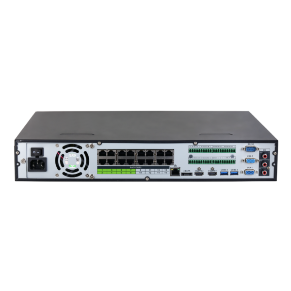 NVR 16ch 384Mbps H265 2xHDMI 16PoE 4HDD E/S AI - Imagen 3